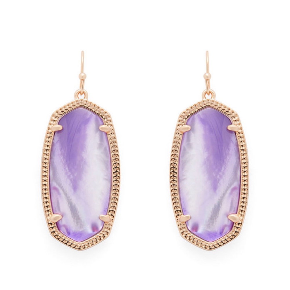 NWT Kendra Scott Elle Earrings Lavender Pearl & Rose Gold Rare & Retired GORG! - Picture 4 of 8